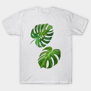 Monstera deliciosa tropical vibes watercolor painting handpainted illustration T-Shirt